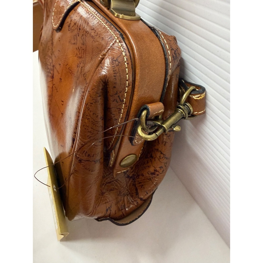 NWT Patricia Nash Gracchi Frame Leather RIOT RUST MAP Satchel Crossbody PURSE - Picture 4 of 10